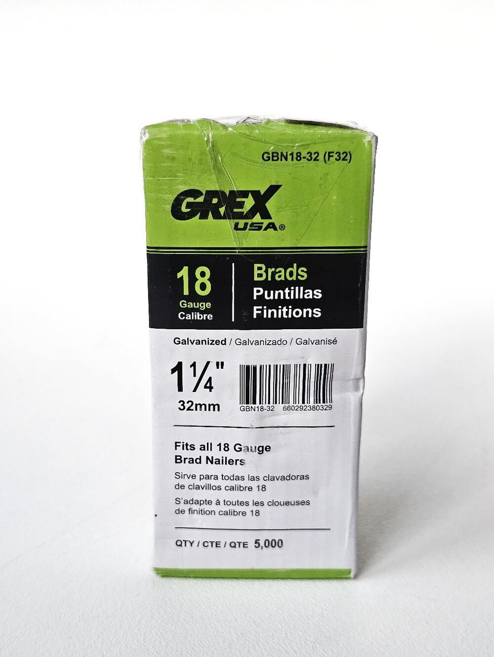 Grex USA 18 Gauge Brad Nails 1-1/4" Galvanized 5000 Count Open Box